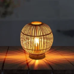 Globo Bordlamper>Hildegard bordlampe af bambus, Ø 30 cm