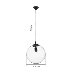 ALDEX Hængelampe 562, glas klar, kappe/baldakin sort