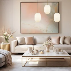 Hængelampe Alias, metal guldfarvet opalglas, 3 lyskilder lang^Eko-Light