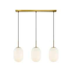 Hængelampe Alias, metal guldfarvet opalglas, 3 lyskilder lang^Eko-Light