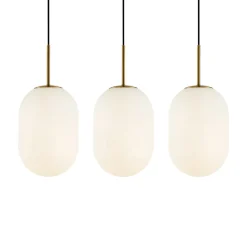 Hængelampe Alias, metal guldfarvet opalglas, 3 lyskilder lang^Eko-Light