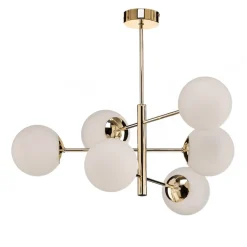 Euluna Hængelampe Aurora, guldfarvet, 6 lyskilder, glas, metal