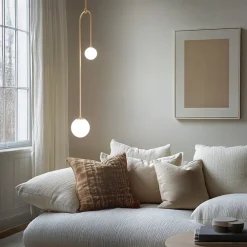 Hængelampe AV-1897-2BSA 2 glaskugler, guld^Avonni Hot