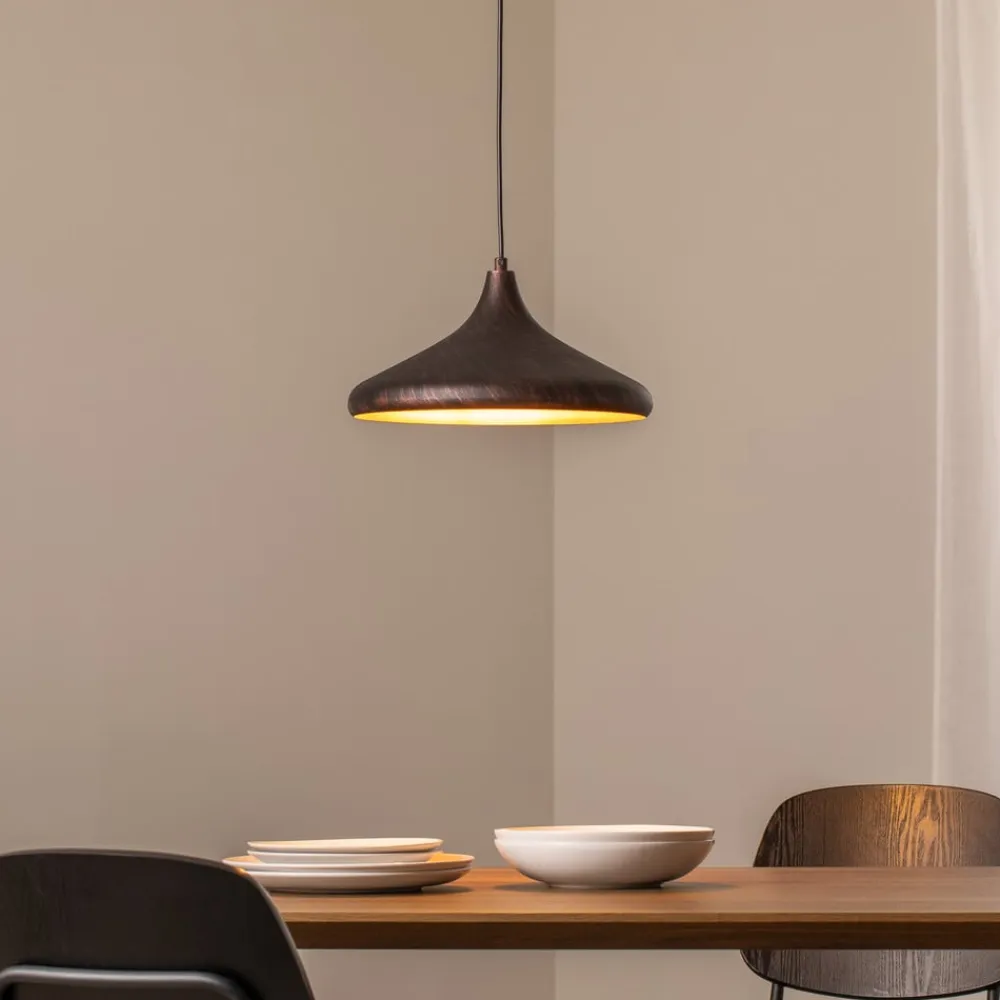 Opviq Pendellamper>Hængelampe Barek, sort/guld, Ø 34 cm, metal, E27