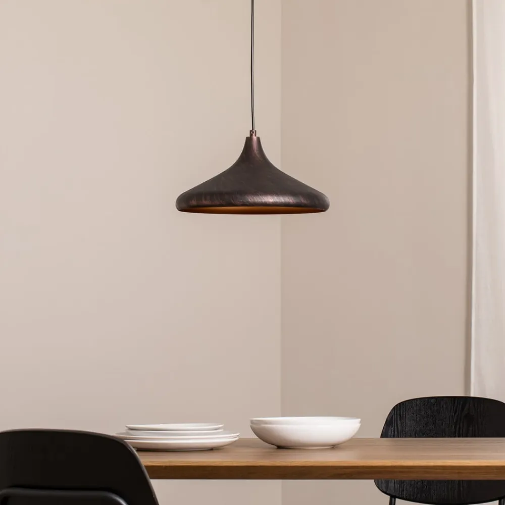 Opviq Pendellamper>Hængelampe Barek, sort/guld, Ø 34 cm, metal, E27