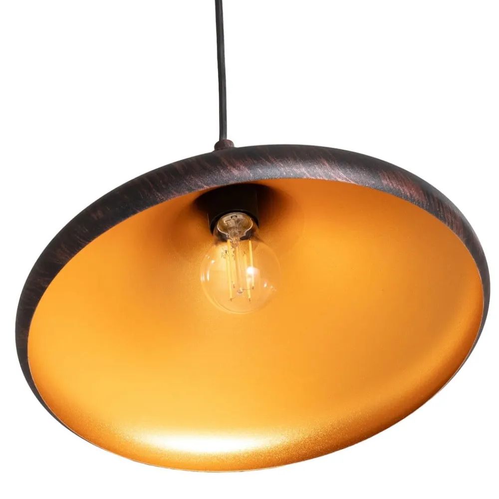 Opviq Pendellamper>Hængelampe Barek, sort/guld, Ø 34 cm, metal, E27