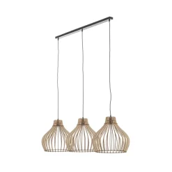 Hængelampe Barrel med træskærme, 3 lyskilder, lang^TEMAR LIGHTING