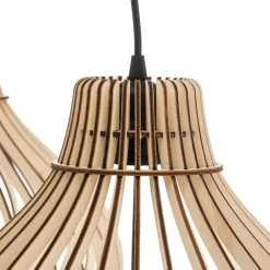 Hængelampe Barrel med træskærme, 3 lyskilder, lang^TEMAR LIGHTING