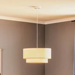 Duolla Hængelampe Boho, dobbelt skærm, beige