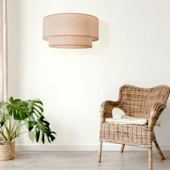 Duolla Hængelampe Boho, dobbelt skærm, beige