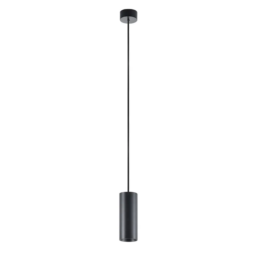 Deko-Light Hængelampe CAN, sort, højde 15 cm, Ø 6 cm, metal, GU10