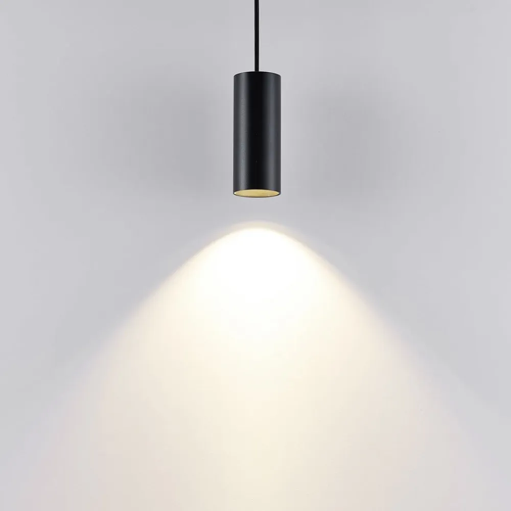 Deko-Light Hængelampe CAN, sort, højde 15 cm, Ø 6 cm, metal, GU10