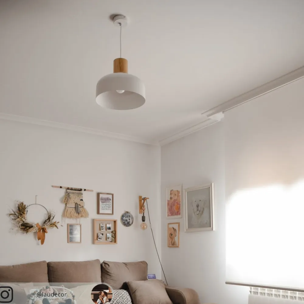 Lindby Hængelampe Carlise med træelement