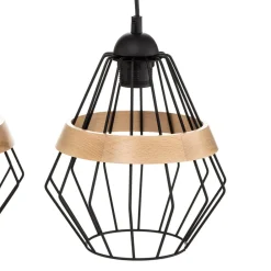 Hængelampe Cliff, tre burskærme med træbånd^Eko-Light Clearance