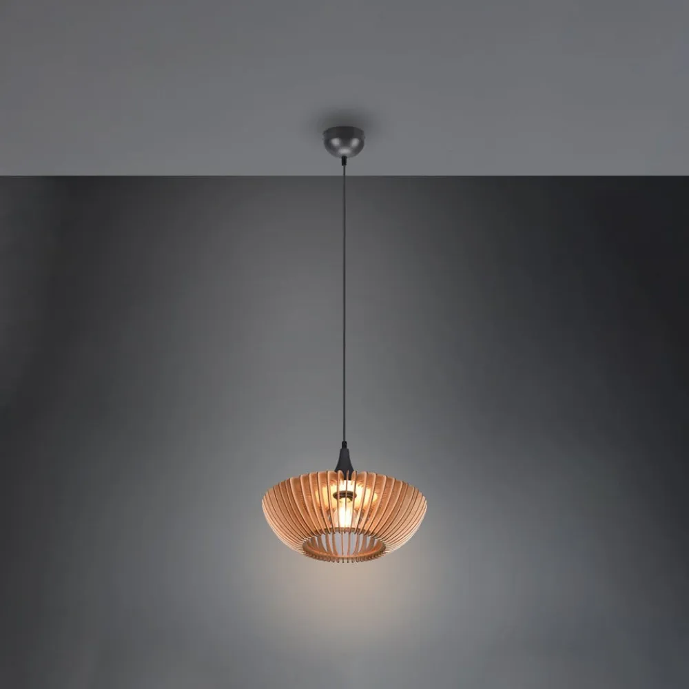 Trio Lighting Pendellamper|Pendellamper>Hængelampe Colino af trælameller, lyst træ