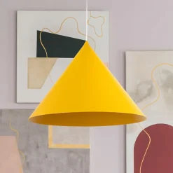 TK Lighting Pendellamper>Hængelampe Cono, 1 lyskilde, Ø 50 cm, gul, E27