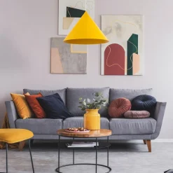 TK Lighting Pendellamper>Hængelampe Cono, 1 lyskilde, Ø 50 cm, gul, E27