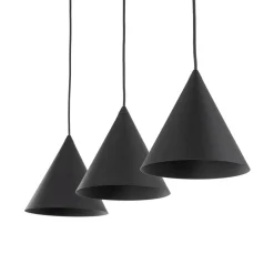 Hængelampe Cono, 3 lyskilder, sort, E27^TK Lighting