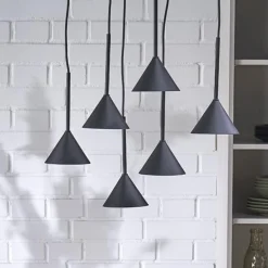 TK Lighting Hængelampe Cono Mini, 6 lyskilder, sort, E27