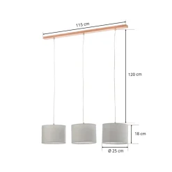 Hængelampe Corralee, grå, 3 lyskilder^BRITOP Hot