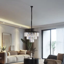 Nowodvorski Lighting Hængelampe Cristal, transparent/sort, Ø 56 cm