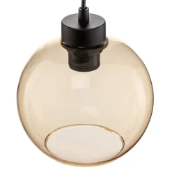 TK Lighting Hængelampe Cubus, Ø 50 cm, 3 lyskilder, klar/honningbrun, glas