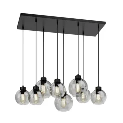 Hængelampe Cubus, 95 cm lang, 8 lyskilder, røggrå, glas^TK Lighting Clearance
