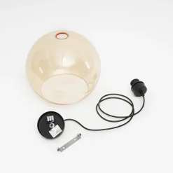 TK Lighting Hængelampe Cubus, rav, glas, Ø 30 cm, E27