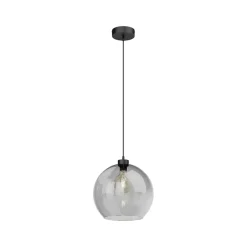 TK Lighting Hængelampe Cubus, røggrå, glas, Ø 30 cm, E27