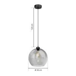 TK Lighting Hængelampe Cubus, røggrå, glas, Ø 30 cm, E27