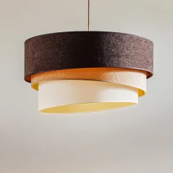 Duolla Hængelampe Devon, brun/beige/ecru/guld Ø45cm