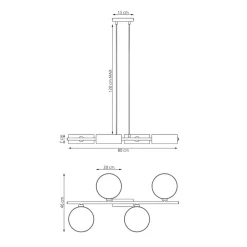 EMIBIG LIGHTING Hængelampe Drumz 4, brun, stof/stål, længde 80 cm, E14