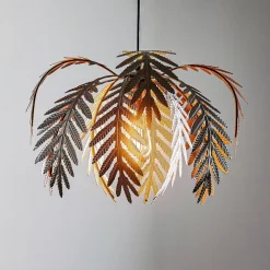 ONLI Hængelampe Dubai, palmedekor, Ø 46 cm, bronze