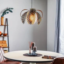 ONLI Hængelampe Dubai, palmedekor, Ø 46 cm, bronze