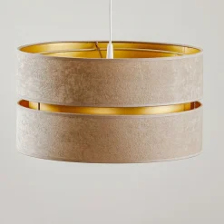 Duolla Pendellamper|Pendellamper>Hængelampe Duo, beige/guld, Ø40cm, 1 lyskilde