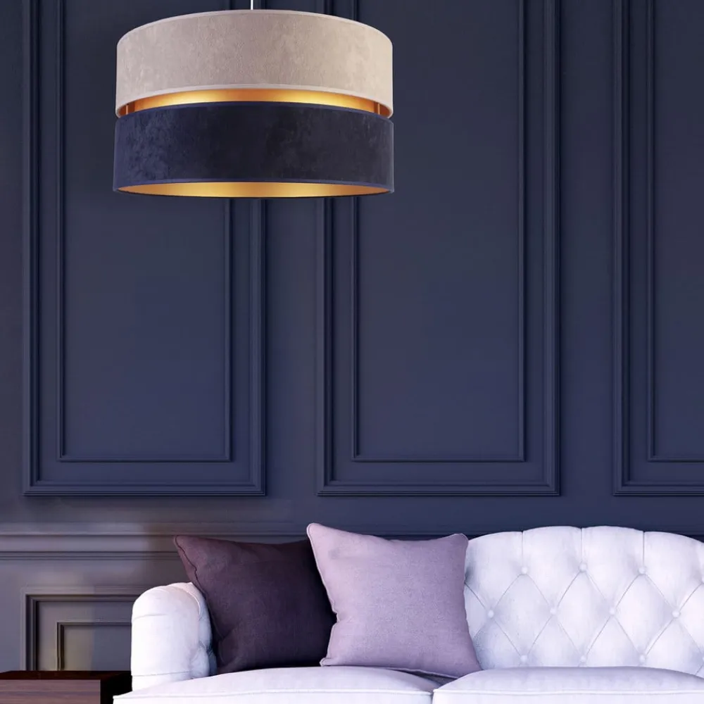 Duolla Hængelampe Duo marineblå/grå/guld Ø40cm 1flammig