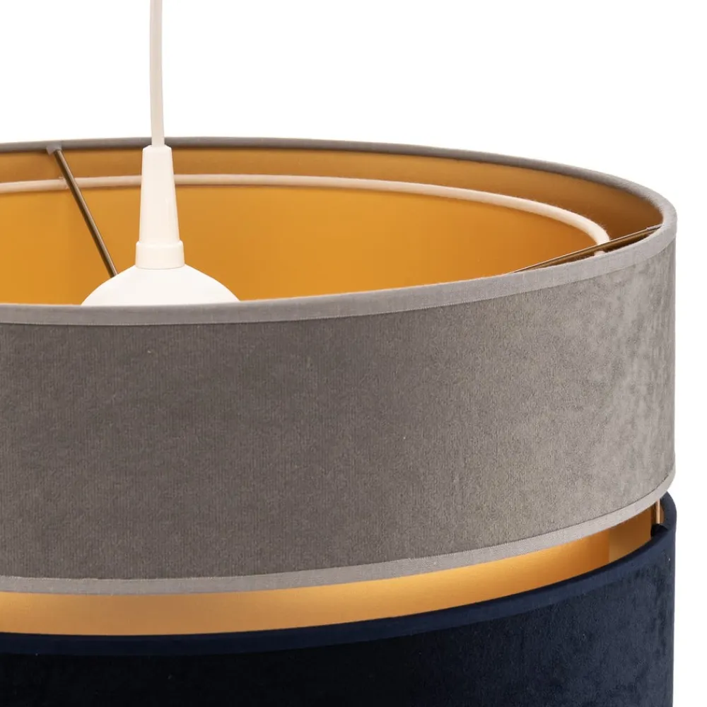 Duolla Hængelampe Duo marineblå/grå/guld Ø40cm 1flammig