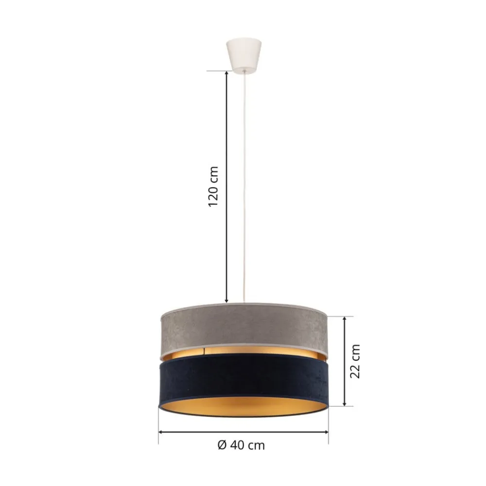 Duolla Hængelampe Duo marineblå/grå/guld Ø40cm 1flammig