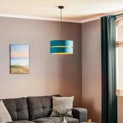 Hængelampe Duo, turkis/guld, Ø40cm, 1 lyskilde^Duolla Clearance