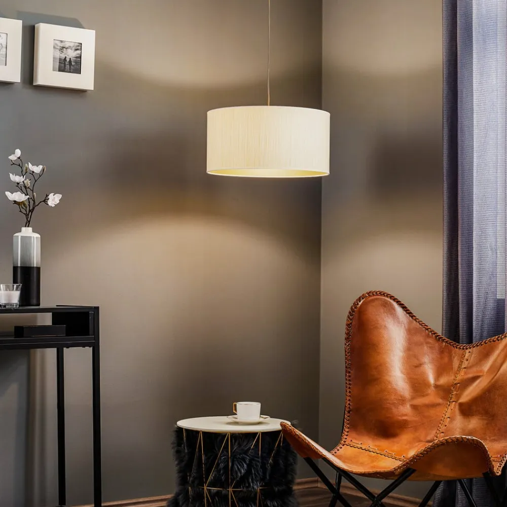 Duolla Hængelampe Essex, struktureret stof, guld