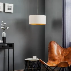 Duolla Hængelampe Essex, struktureret stof, guld