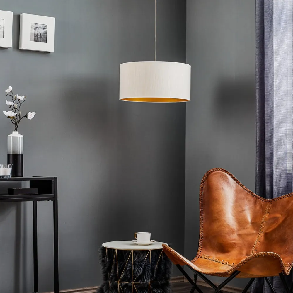 Duolla Hængelampe Essex, struktureret stof, guld