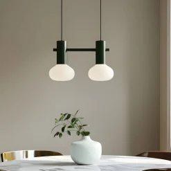 ALDEX Hængelampe Flo, grøn, 2 lyskilder, glas