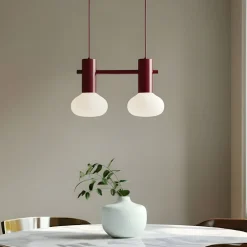 ALDEX Hængelampe Flo, rød, 2 lyskilder, glas