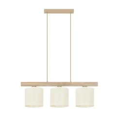 Duolla Hængelampe Forest, 3 lyskilder, lys træ, hvid jute