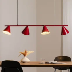 ALDEX Pendellamper|Pendellamper>Hængelampe Form 4, rød, metal, 4 lyskilder, kegle, E27