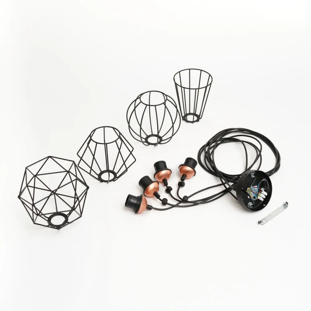 Hængelampe Galaxy med fire bur-skærme^TK Lighting Clearance