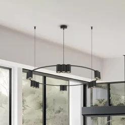 Eko-Light Arbejdsrum/Kontor>Hængelampe Genesis, aluminium, sort, 15 x GU10, Ø 100 cm