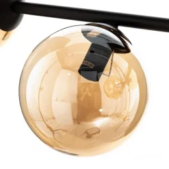 EMIBIG LIGHTING Hængelampe Glassy, 6 lyskilder, sort, ravfarvet, glas, 110 cm