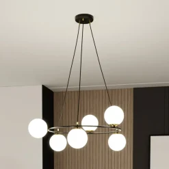 Euluna Hængelampe Glassy 6 lyskilder, rund, glas opal